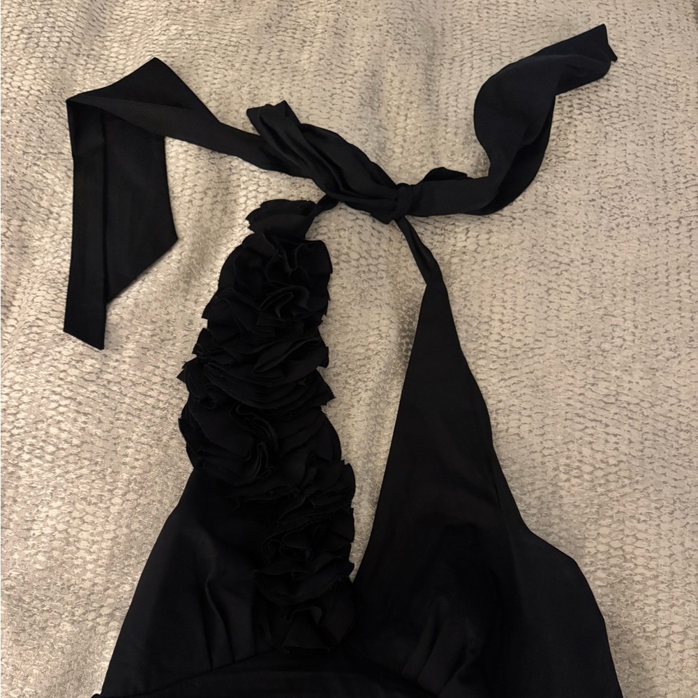 Kika Vargas Avril floral-appliqué cotton-poplin top black M NWT - Picture 2 of 5